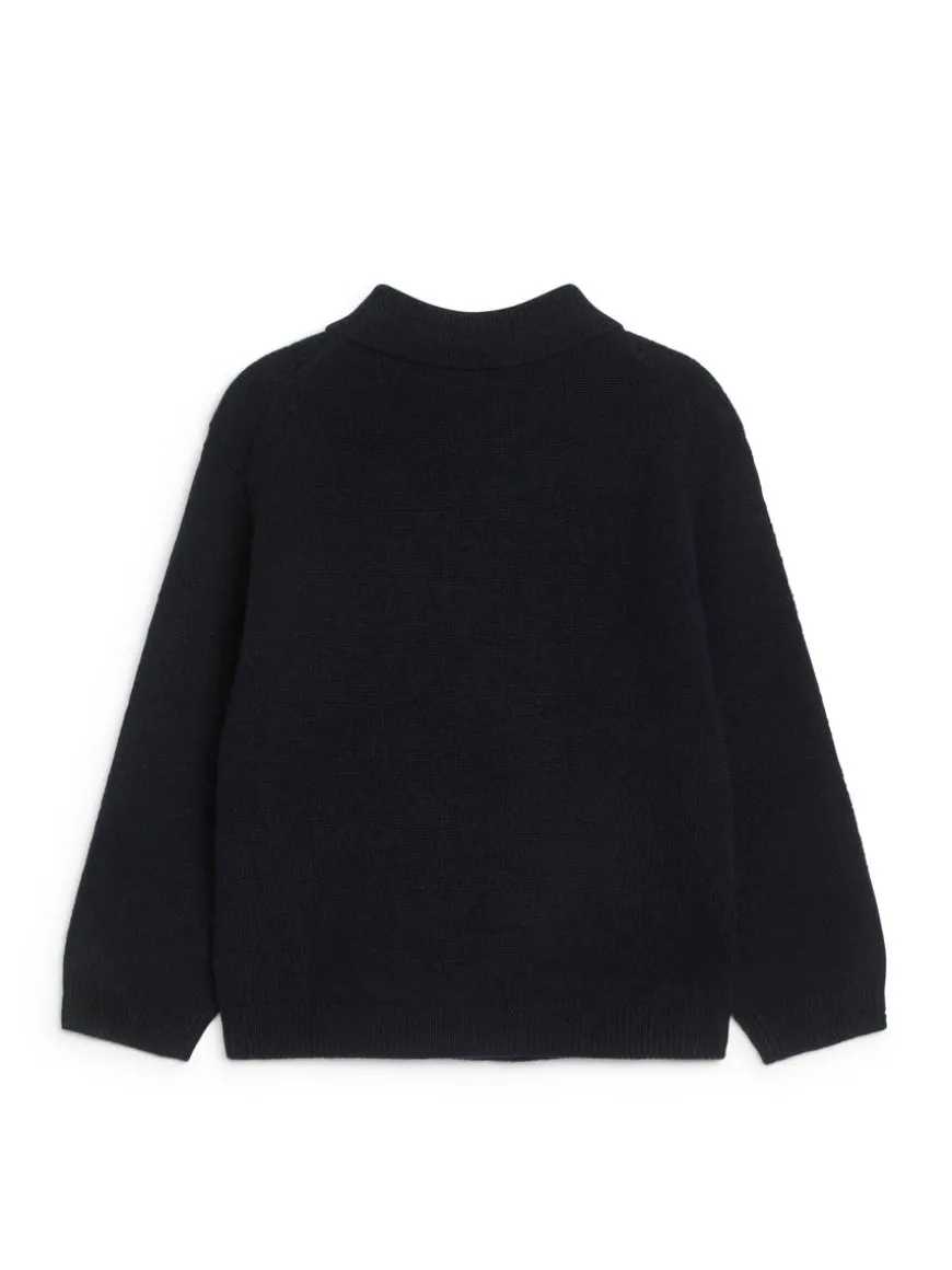 Knitted Wool Zip Polo Shirt