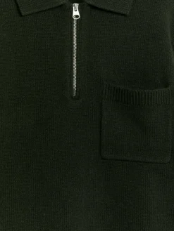 Knitted Wool Zip Polo Shirt
