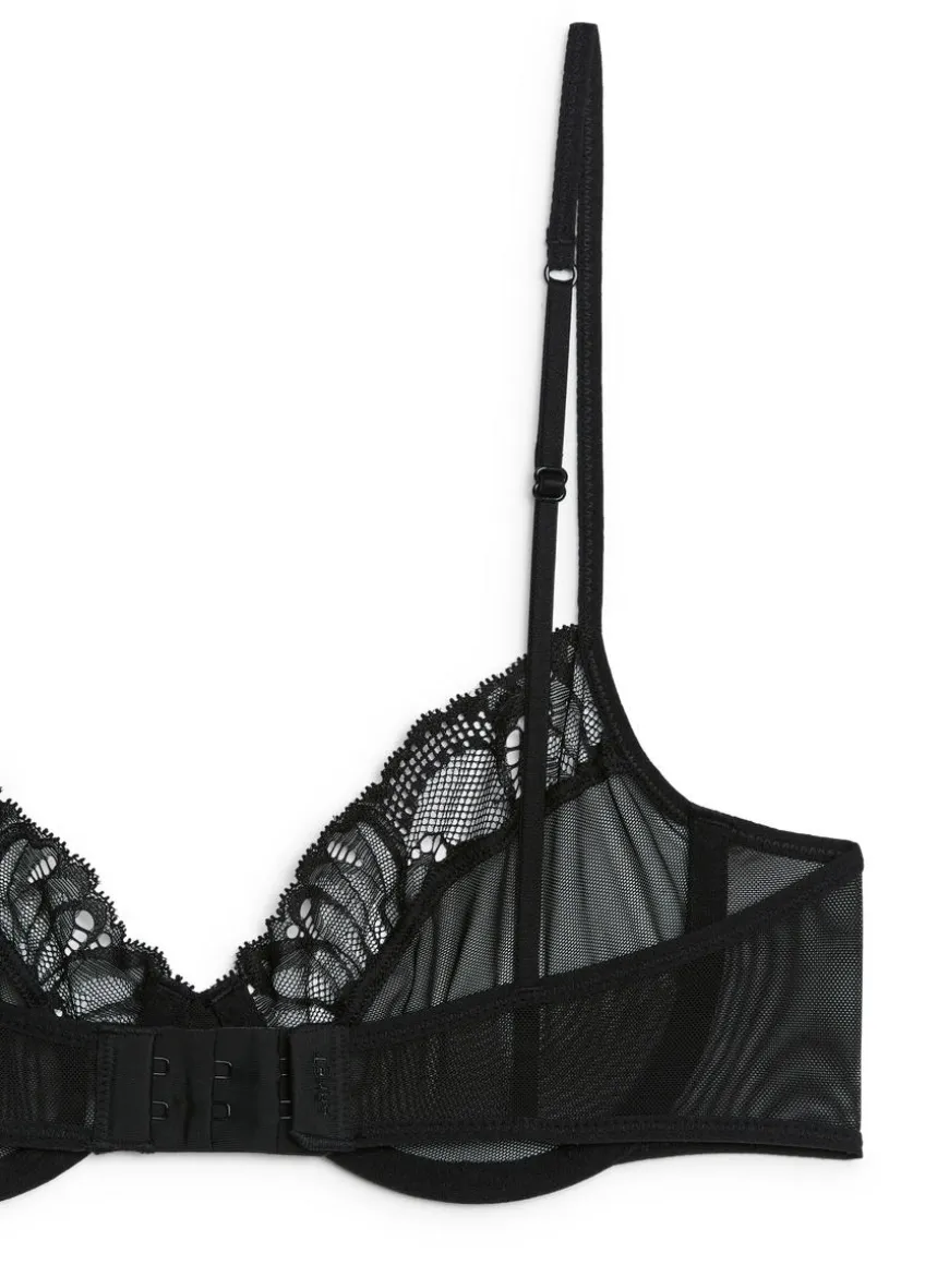 Lace-Detail Mesh Bra