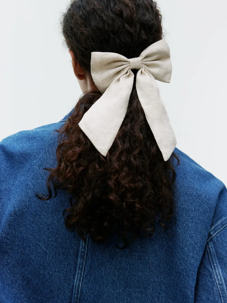 Linen Bow Hair Clip