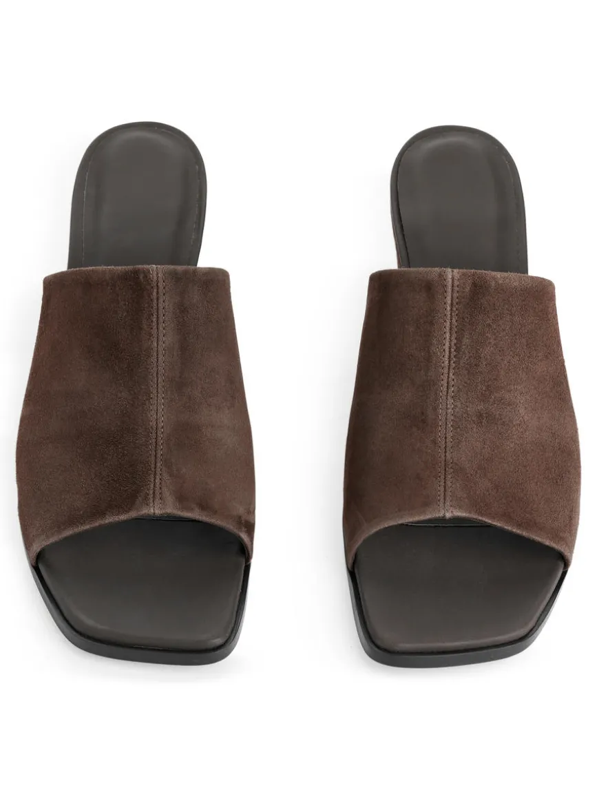 Mid-Heel Suede Sandals