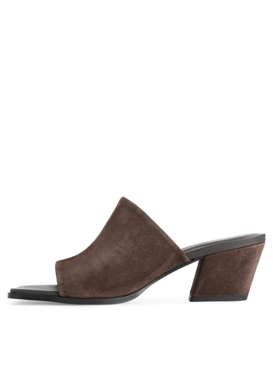 Mid-Heel Suede Sandals