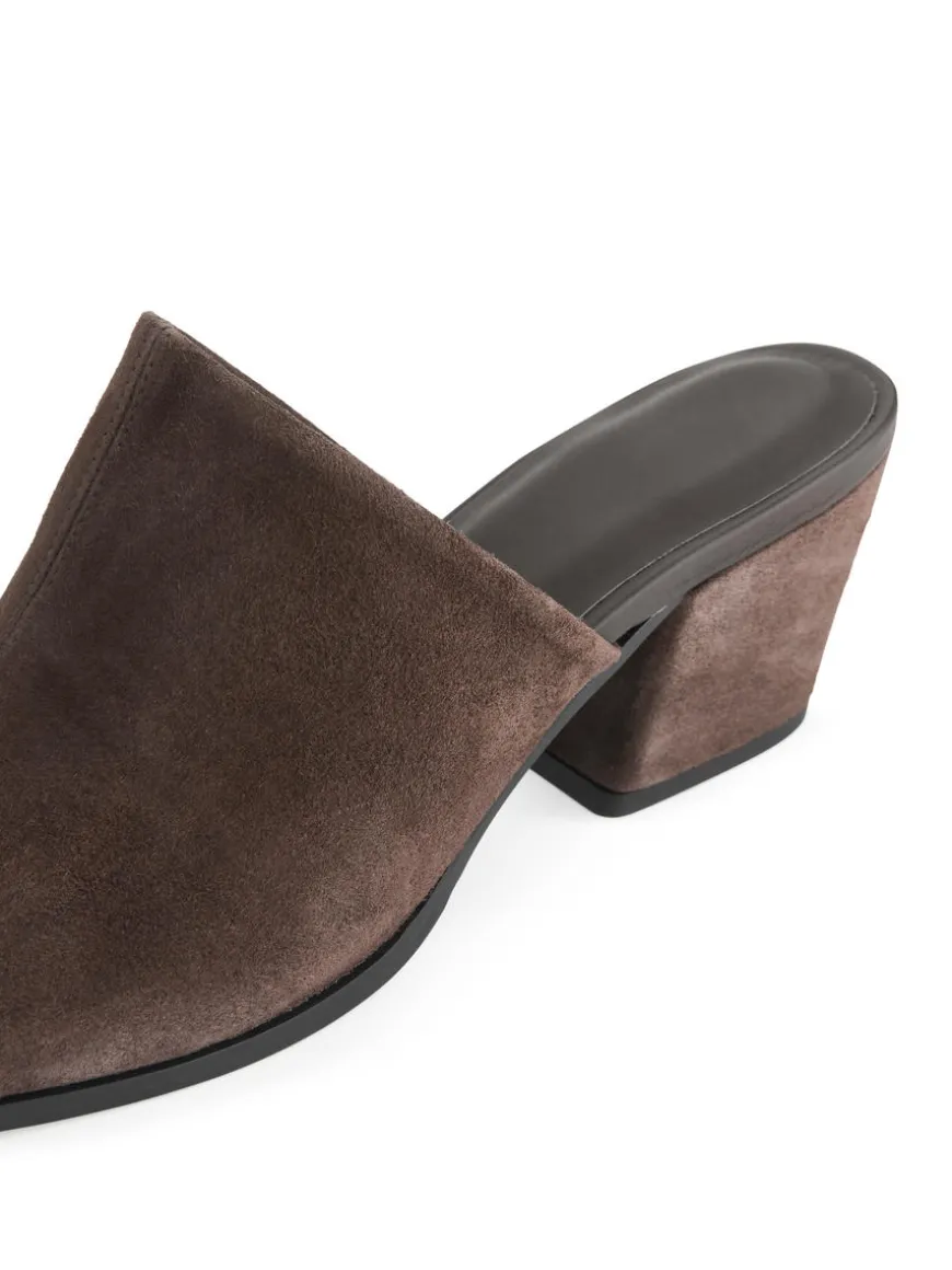 Mid-Heel Suede Sandals