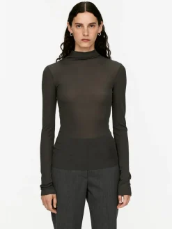 Mock Neck Silk Top