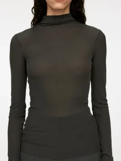 Mock Neck Silk Top