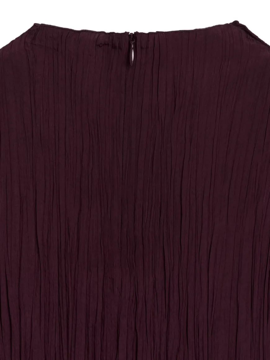 Mock-Neck Plissé Dress