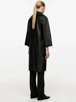 Open-Collar Leather Dress