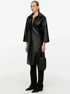 Open-Collar Leather Dress