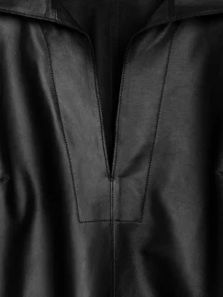 Open-Collar Leather Dress