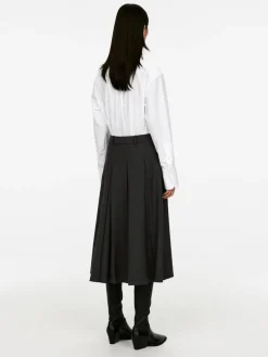 Pleated Wool Blend Skirt