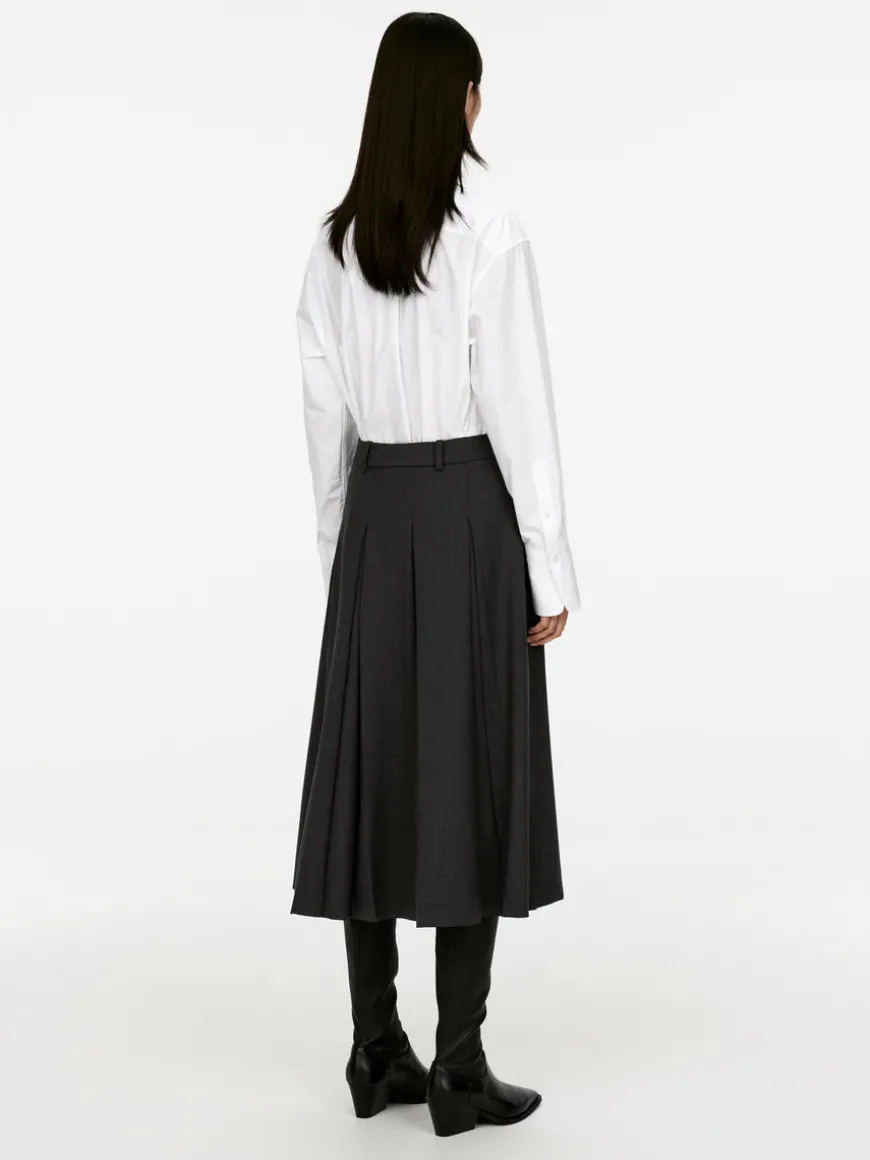 Pleated Wool Blend Skirt
