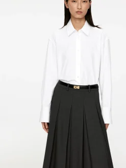 Pleated Wool Blend Skirt