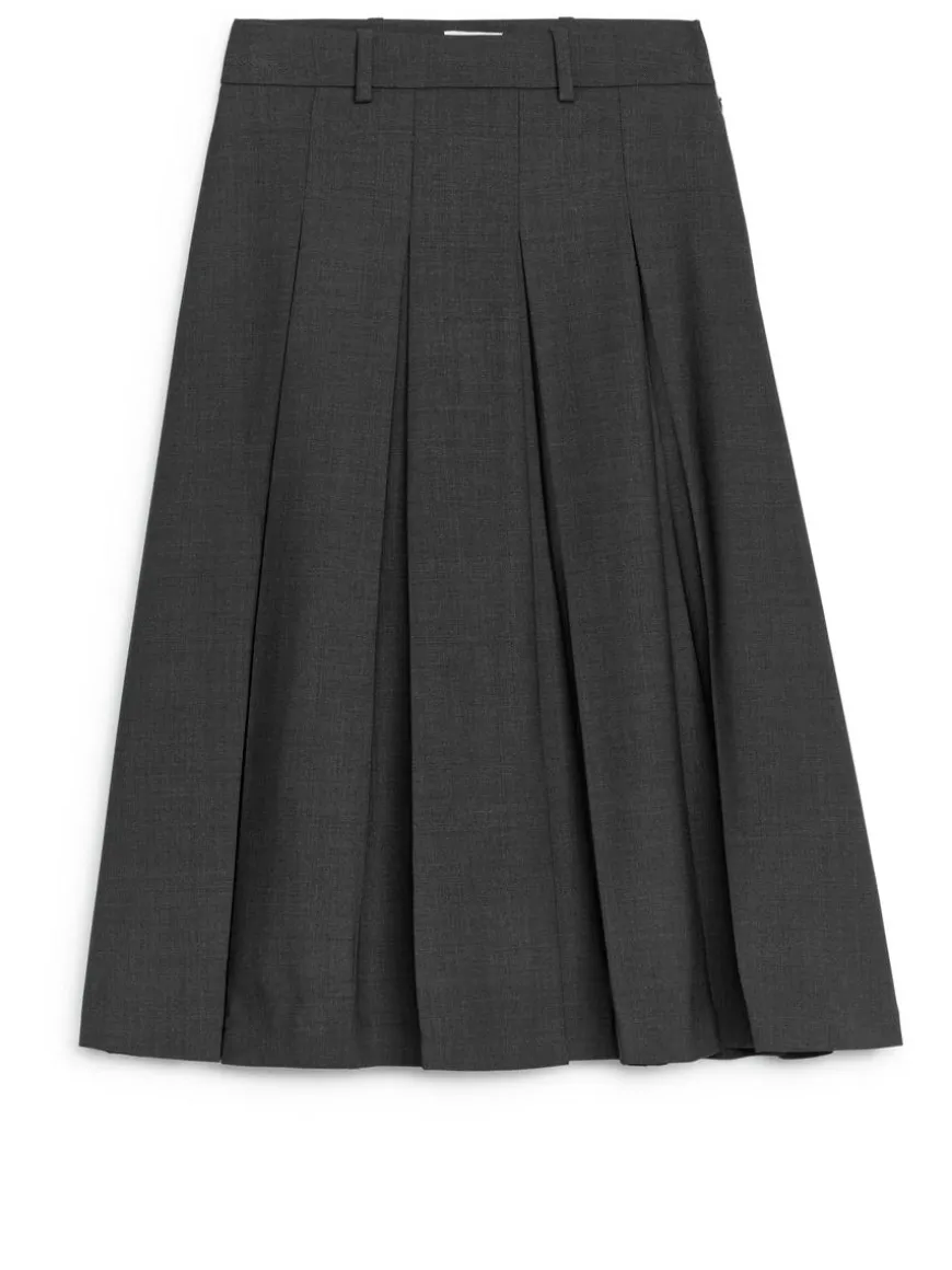 Pleated Wool Blend Skirt