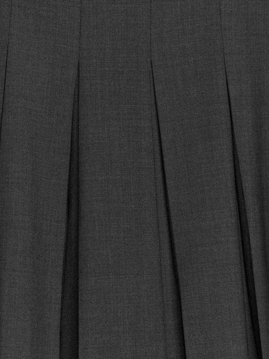 Pleated Wool Blend Skirt