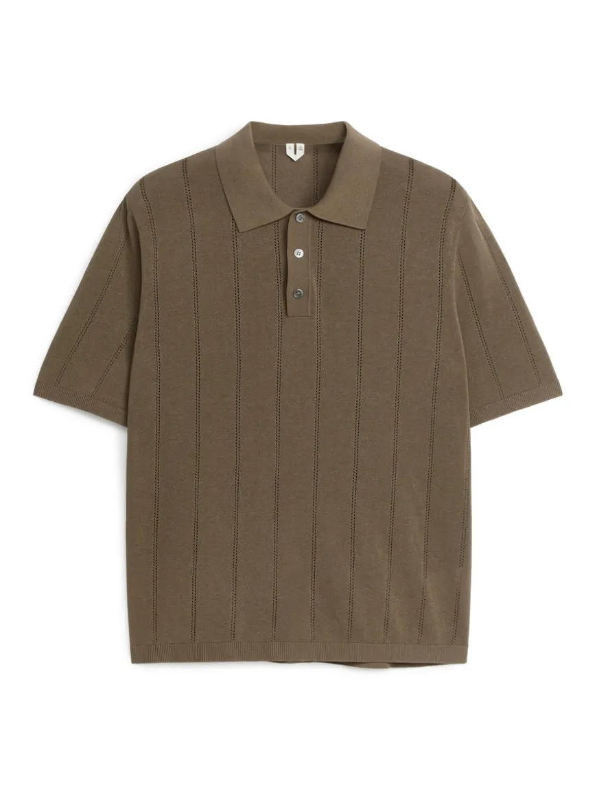 Pointelle-Knit Polo Shirt