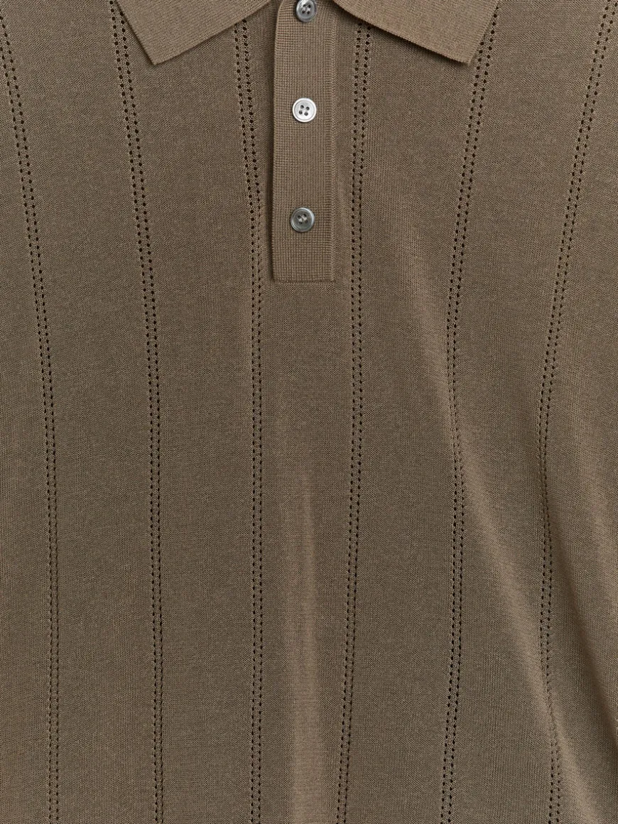 Pointelle-Knit Polo Shirt