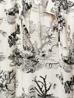 Print Drawstring Blouse