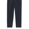 Regular Cropped Cotton-Linen Trousers