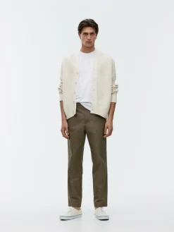Regular Cropped Cotton-Linen Trousers