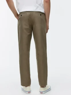 Regular Cropped Cotton-Linen Trousers
