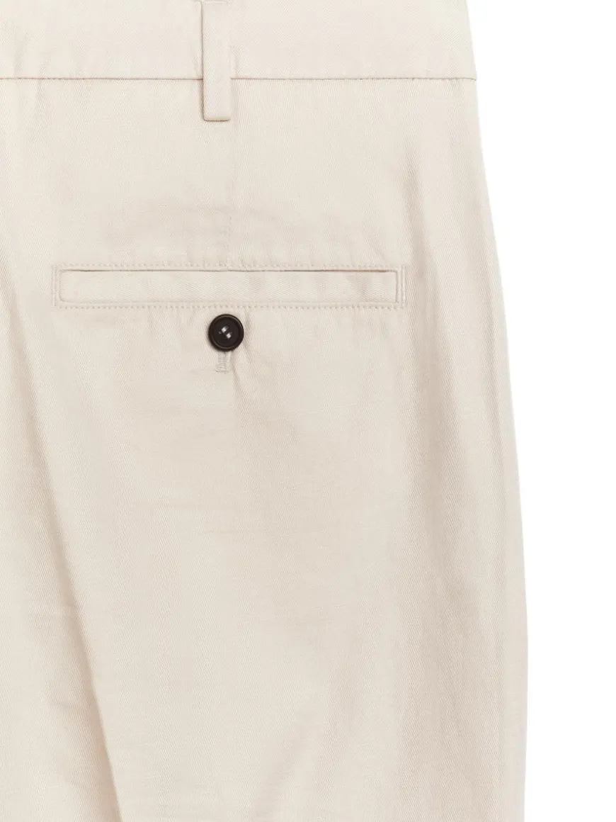 Regular Cropped Cotton-Linen Trousers