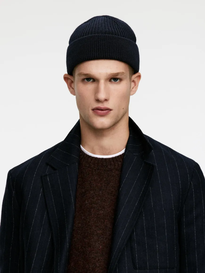 Ribbed Wool Blend Beanie
