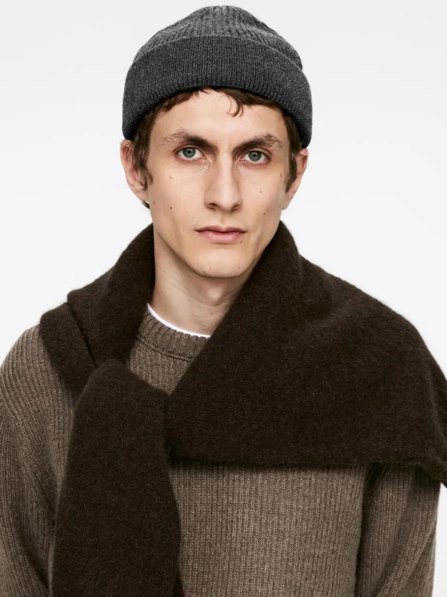 Ribbed Wool Blend Beanie