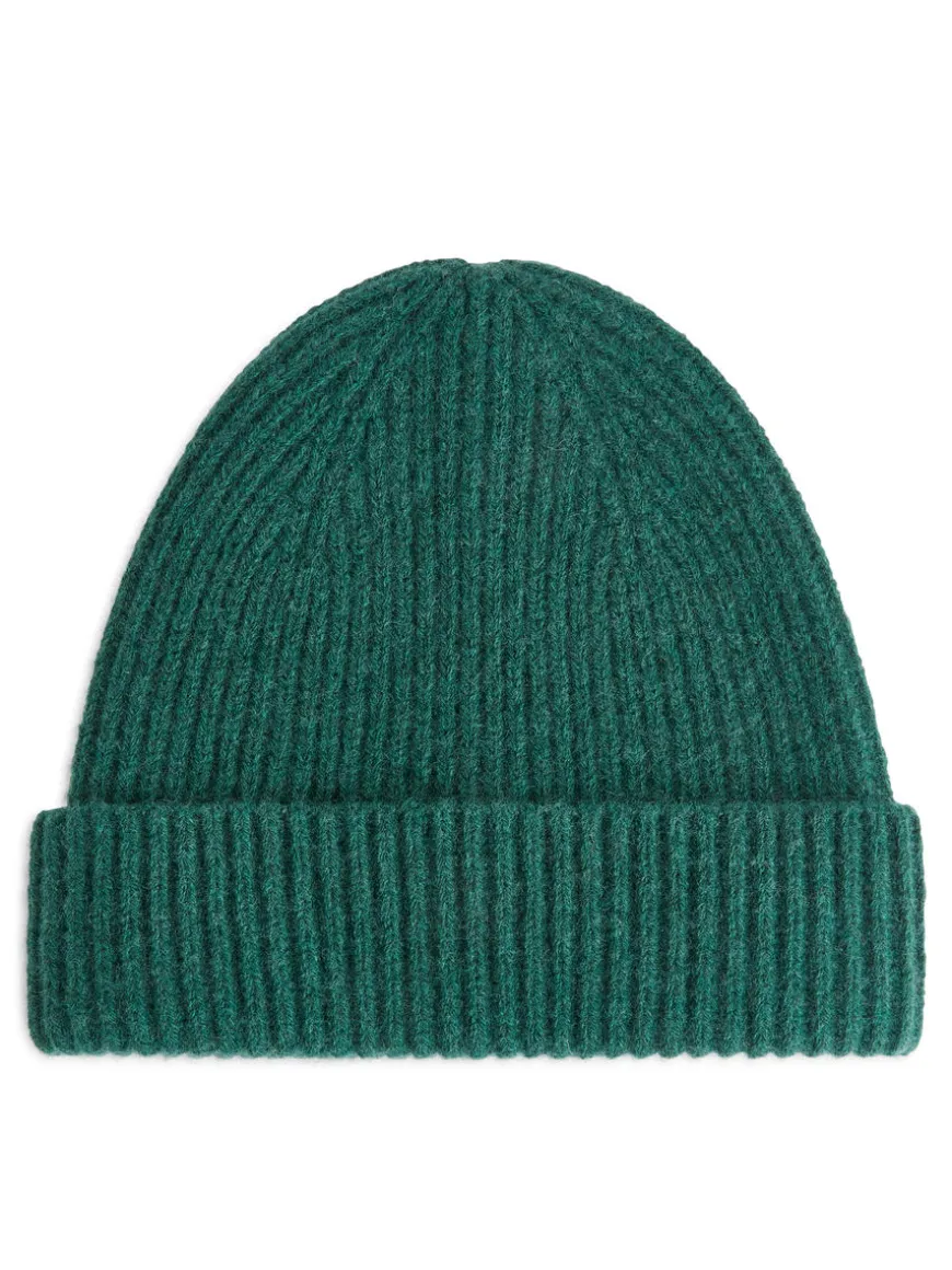 Rib-Knit Wool-Blend Beanie