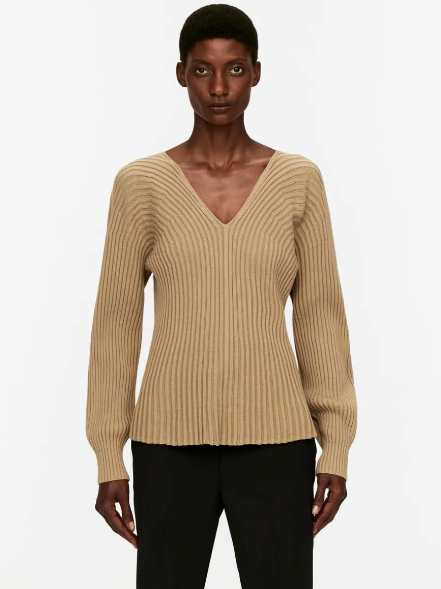 Rib-Knitted Cotton Jumper