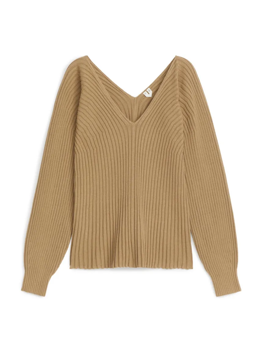 Rib-Knitted Cotton Jumper