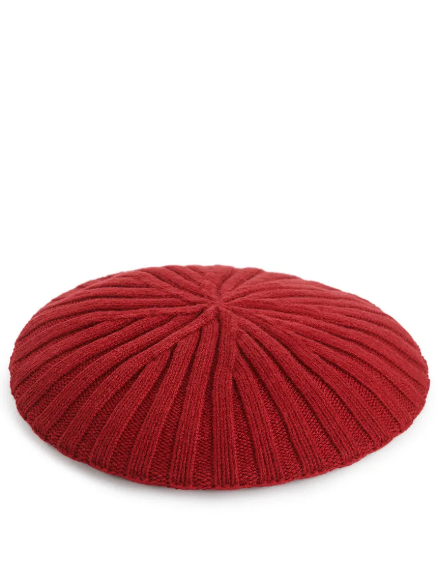 Rib-Knitted Wool Beret