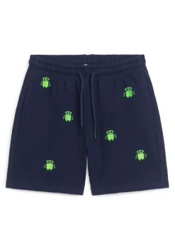 Robot Embroidered Sweatshorts