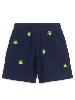 Robot Embroidered Sweatshorts