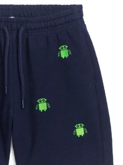 Robot Embroidered Sweatshorts