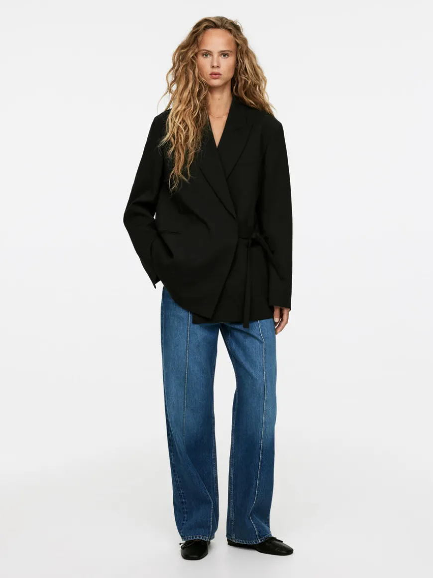 Satin-Lapel Wool-Blend Blazer