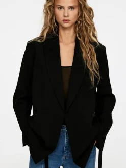 Satin-Lapel Wool-Blend Blazer