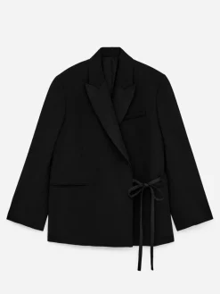 Satin-Lapel Wool-Blend Blazer