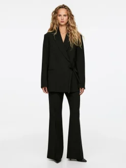 Satin-Lapel Wool-Blend Blazer