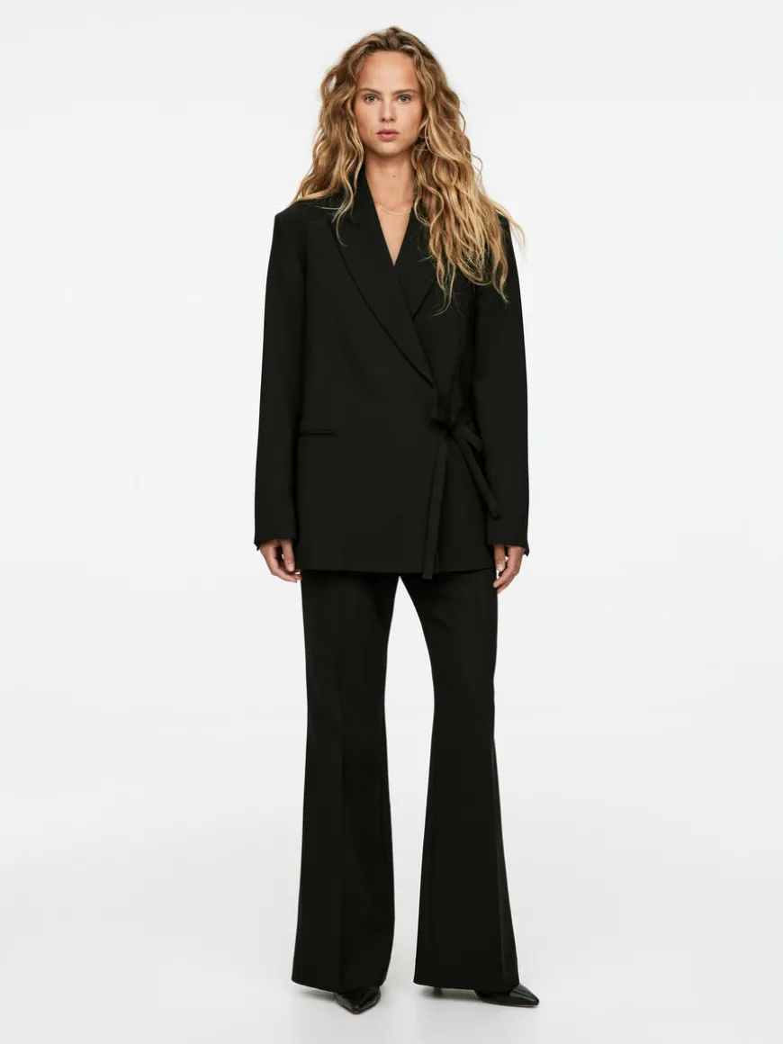 Satin-Lapel Wool-Blend Blazer