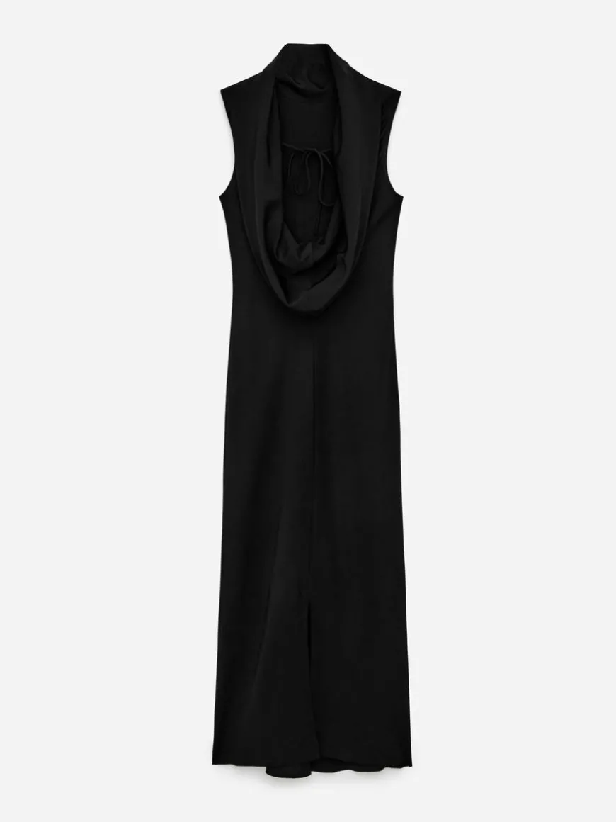Shawl-Collar Drape Dress