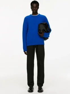 Straight Cotton Blend Trousers