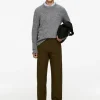 Straight Cotton Blend Trousers