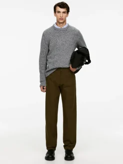 Straight Cotton Blend Trousers