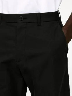 Straight Cotton Blend Trousers