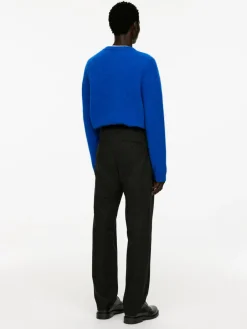 Straight Cotton Blend Trousers