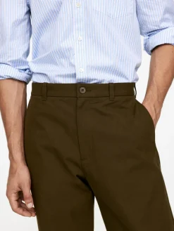 Straight Cotton Blend Trousers