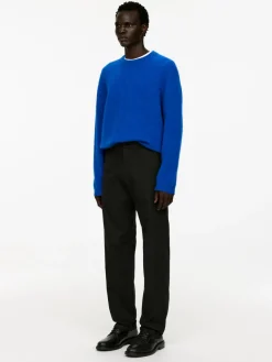 Straight Cotton Blend Trousers