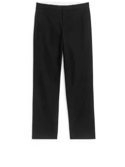 Straight Cotton Blend Trousers