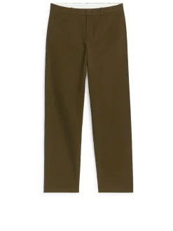 Straight Cotton Blend Trousers