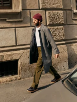 Straight Cotton Blend Trousers